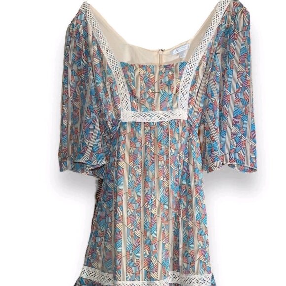 Jovovich hawk Dresses & Skirts - Vintage 2008 Y2K baby doll boho Prairie geometric crochet ruffle dress 5